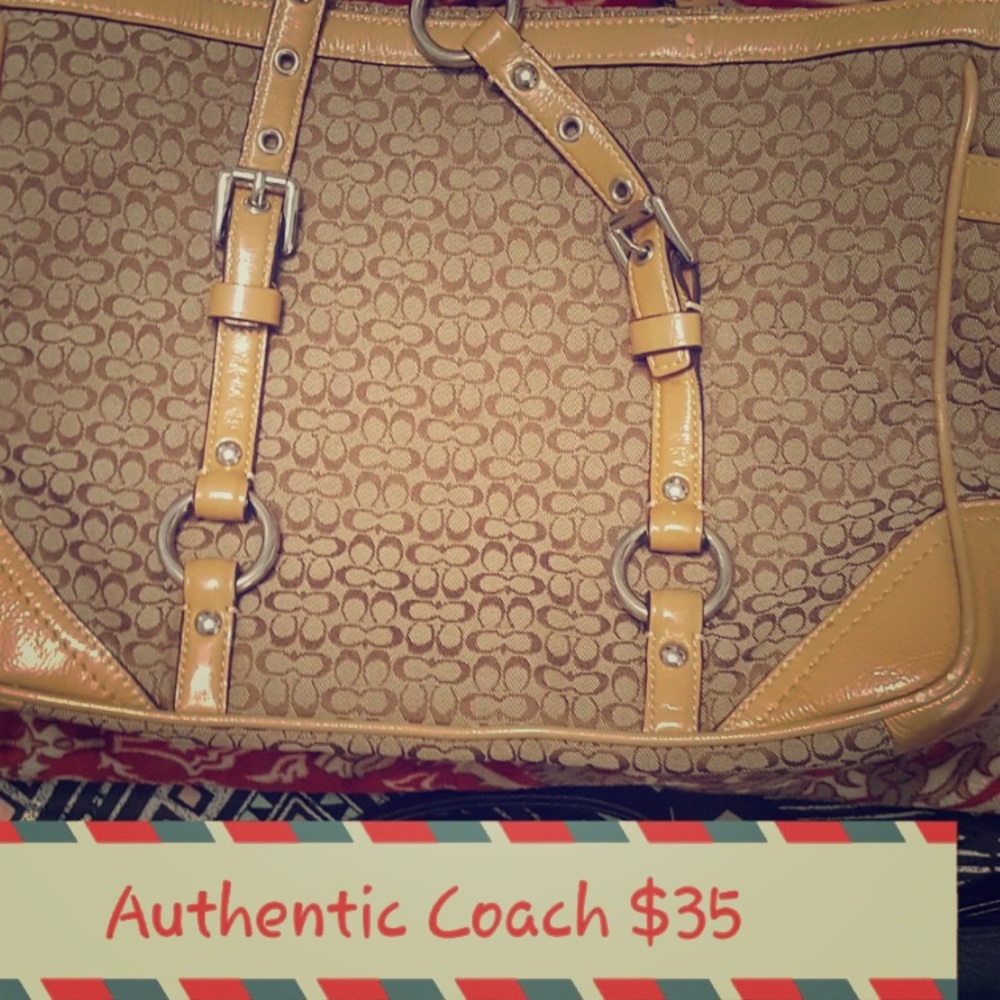 Tan Authentic Coach Hand Bag